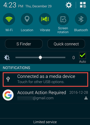 Image result for usb detection in notification panel