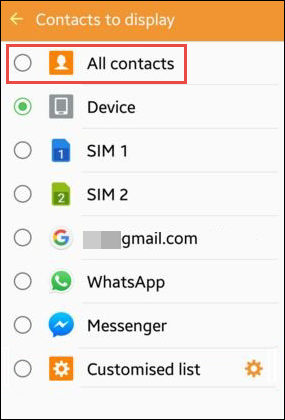 Get back hidden contacts on Samsung