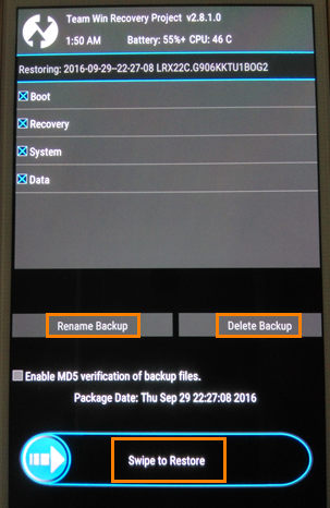 Rename, delete or restore Nandroid backup in recovery mode