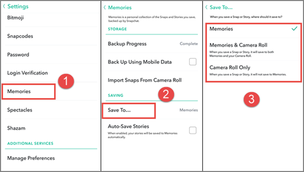 Select Where to Save Snap and Story in Snapchat