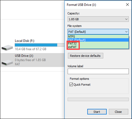 Format SD card